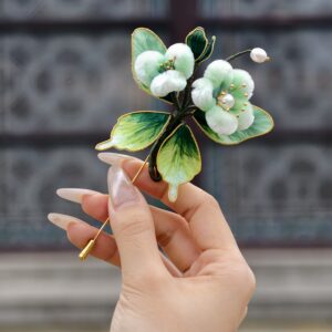 Handcrafted Ronghua Velvet Flower Pin with Silk and Pearl Accents