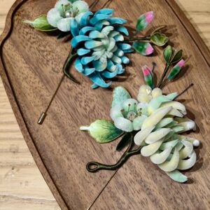 Handcrafted Silk Velvet Flower Brooch Pin Traditional Ronghua Craft