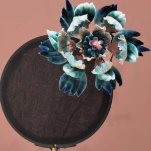 Handcrafted Teal and Blush Velvet Floral Art Fascinator
